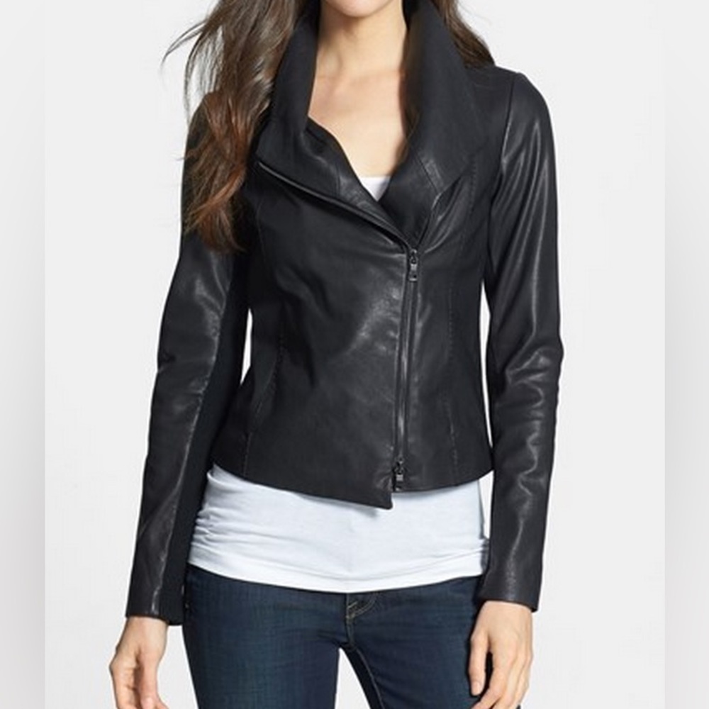Vince leather scuba jacket
